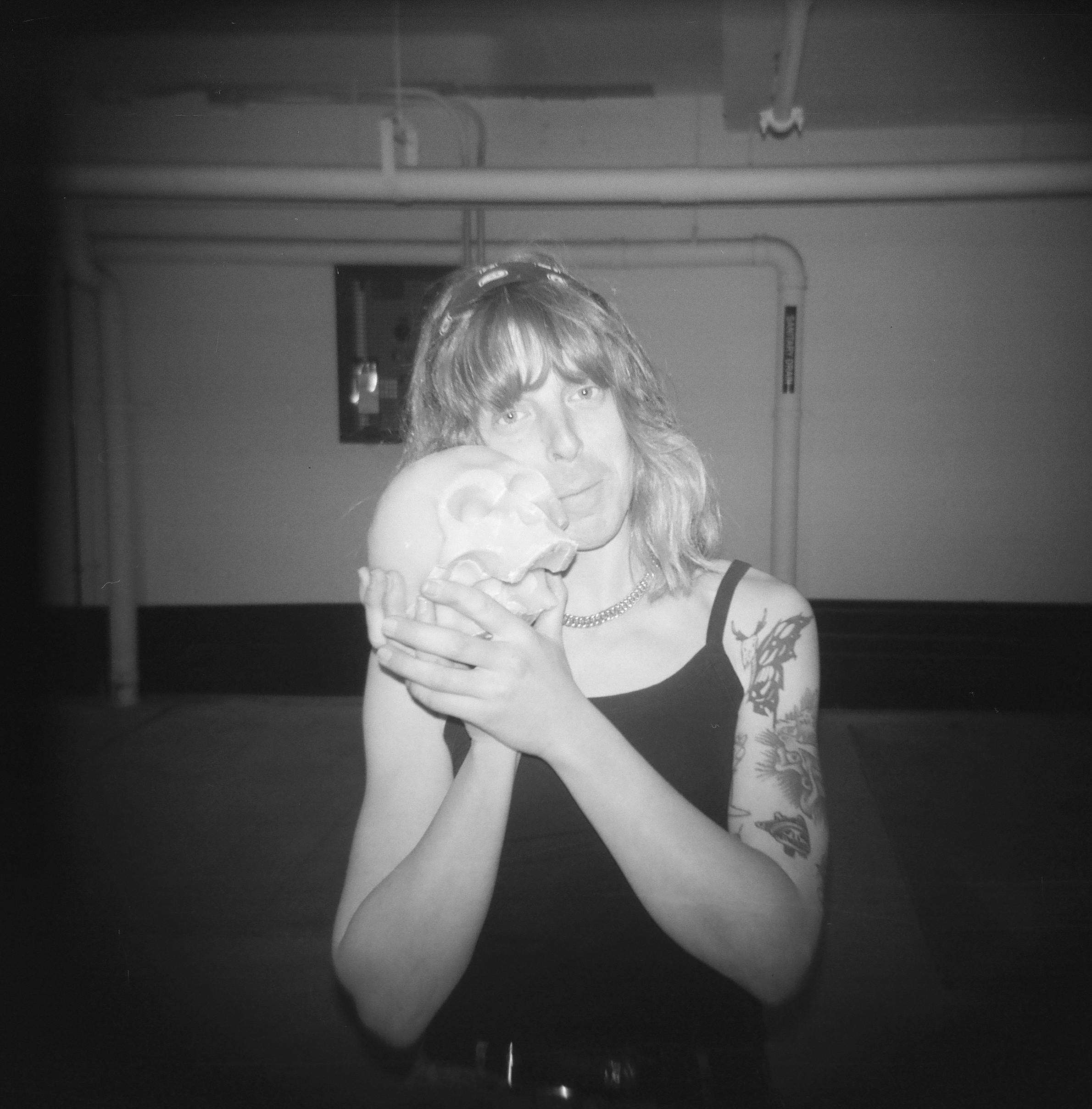 melody and a wax skull kentmere 400 holga