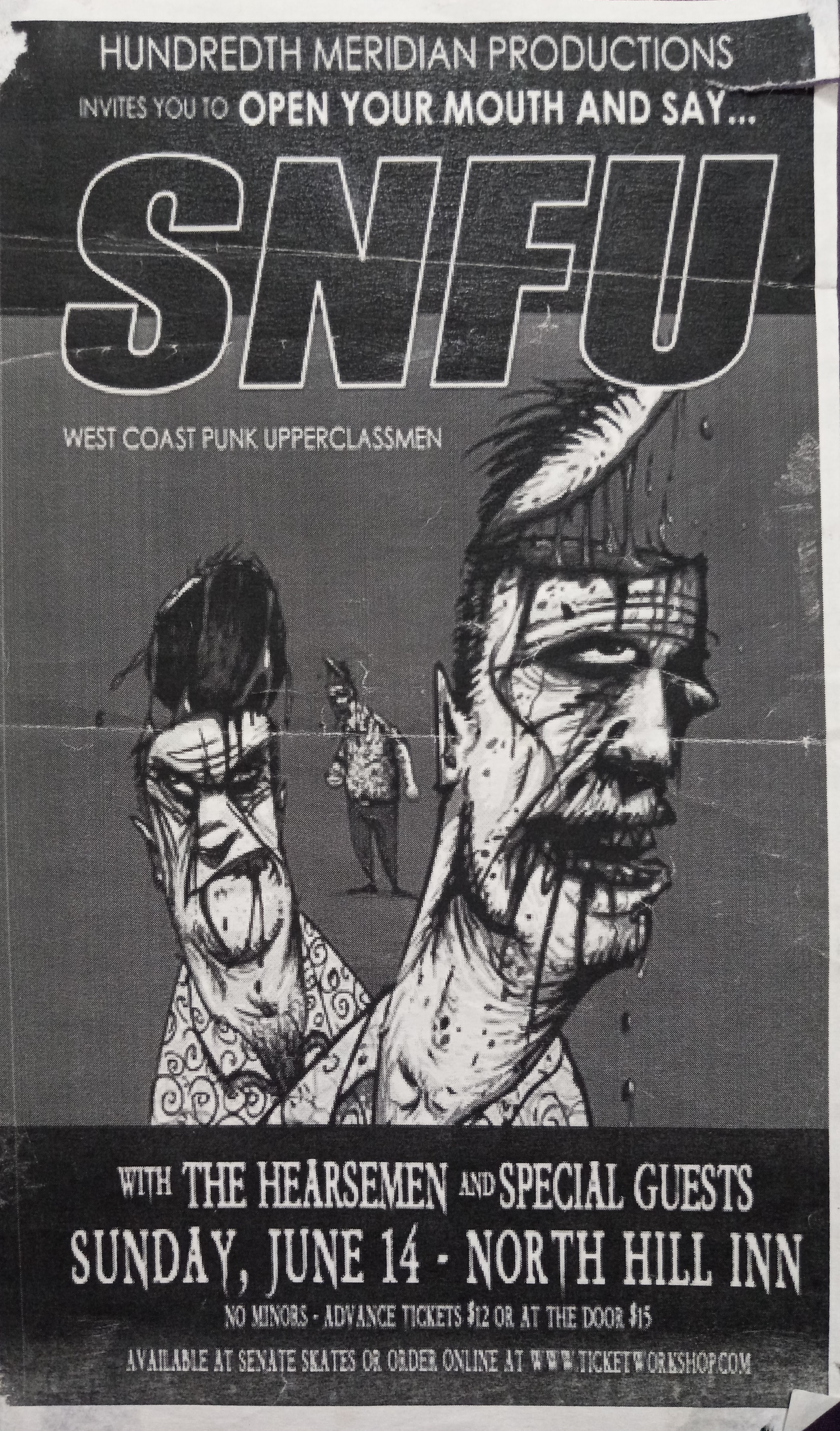 poster for the SNFU show at the north hill inn