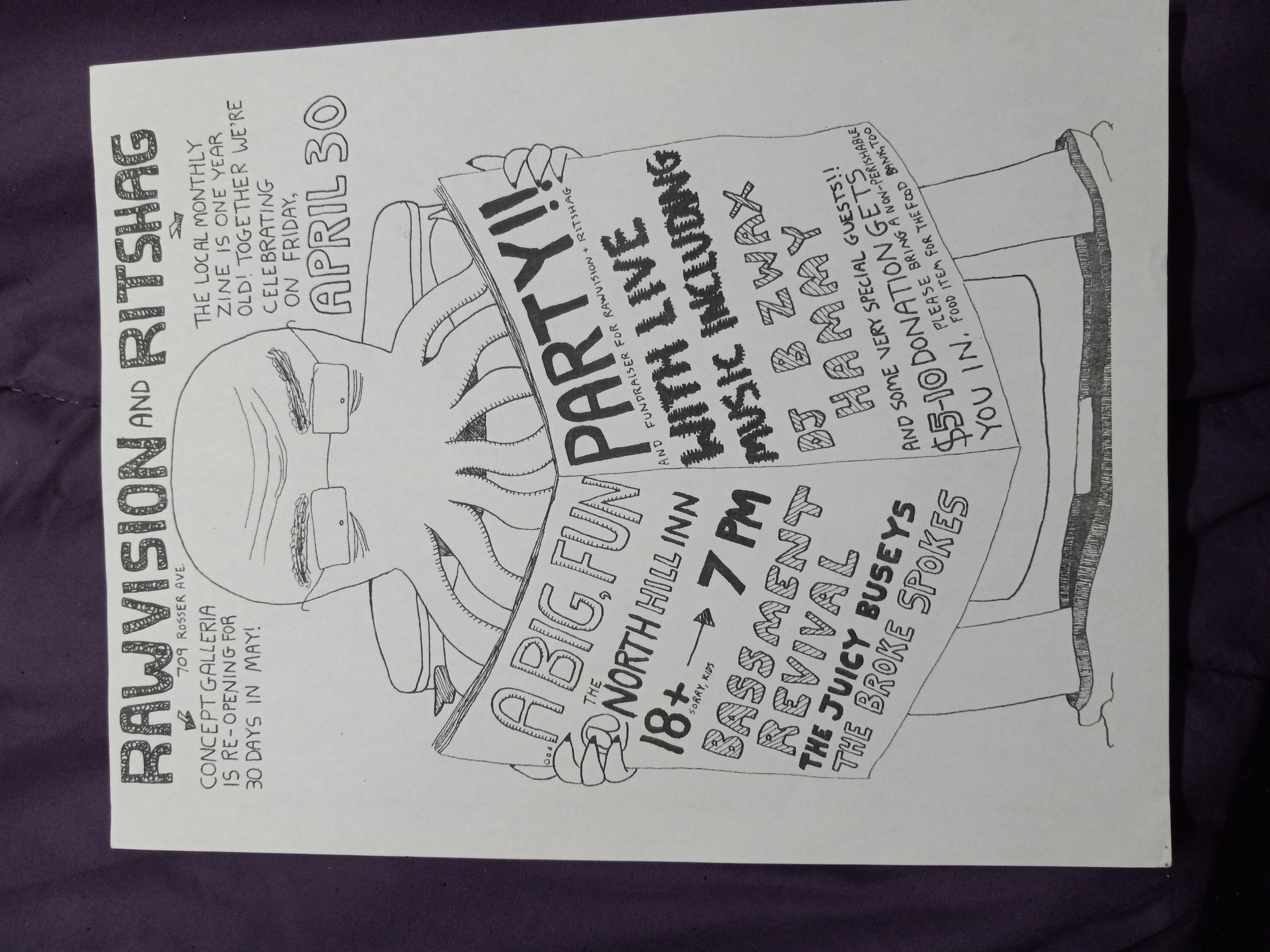 poster for the raw vision/ritshag fundraiser show that i drew