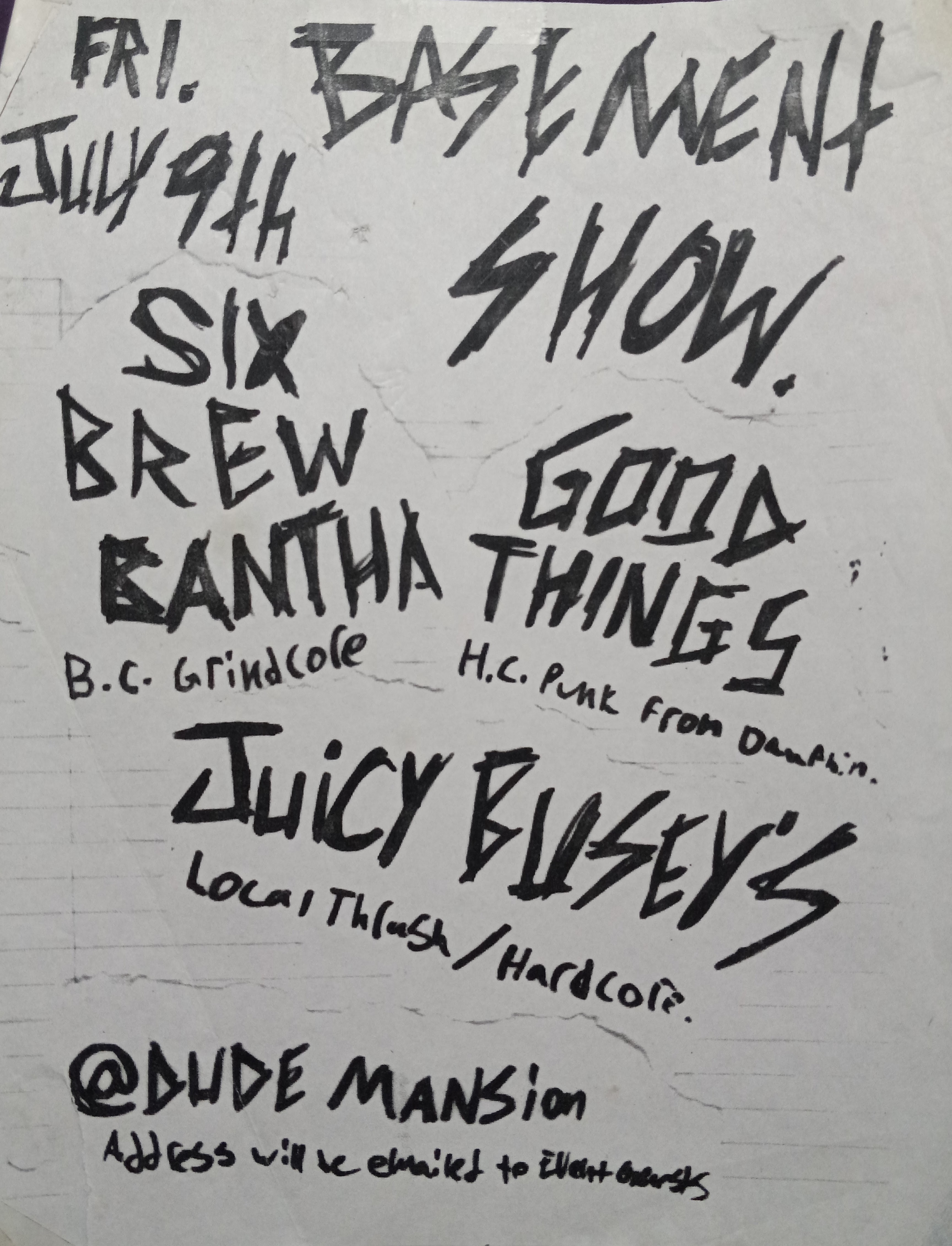 poster for a basement show at my old house